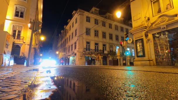 Vie Nocturne Dans Quartier Historique Alfama Lisbonne Images Timelapse — Video