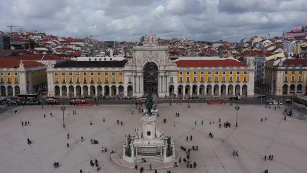 Dzienne Ujęcie Augusta Gate Commerce Square Lizbonie Góry — Wideo stockowe