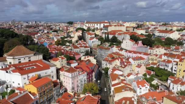 Letecký Pohled Historický Okres Alfama Lisabonu Letecké Záběry Dronů — Stock video