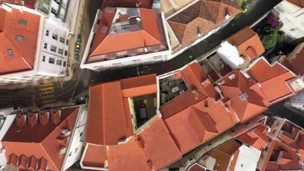 Widok Lotu Ptaka Zabytkową Dzielnicę Alfama Lizbonie Zdjęcia Lotnicze Dronów — Wideo stockowe