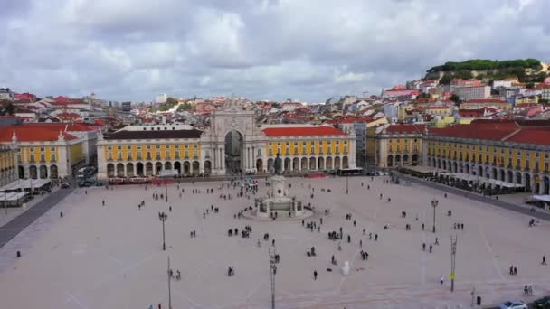 Fotografia Diurna Porta Augusta Praça Comércio Lisboa Partir Cima — Vídeo de Stock