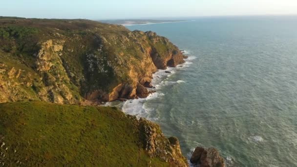 Prachtige Plek Portugal Cabo Roca Aan Atlantische Oceaan — Stockvideo