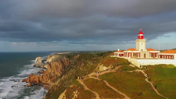 Cabo Roca Com Farol Famoso Marco Portugal — Vídeo de Stock