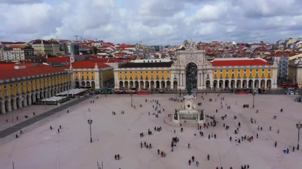 Day Time Shot Augusta Gate Commerce Square Lisbon — стокове відео