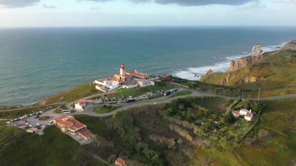 Cabo Roca Portekiz Deniz Feneriyle Ünlü Bir Simgedir — Stok video