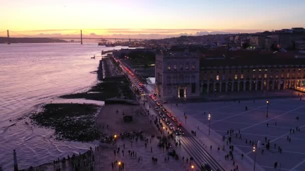 Luftaufnahme Über Das Historische Alfama Viertel Von Lisbon — Stockvideo