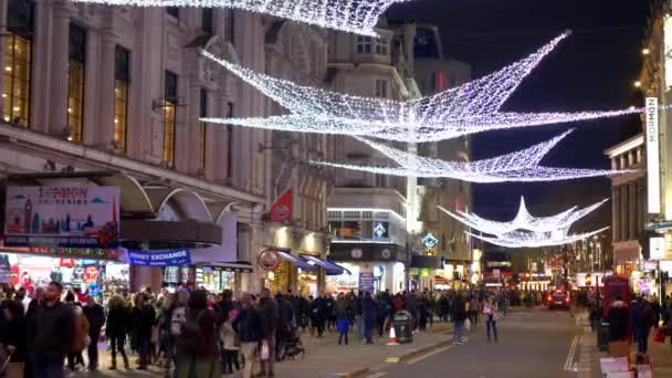 Decoration of Coventry Street at Christmas time - LONDON, ENGLAND - DECEMBER 10, 2019 — Stock Video