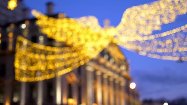 Verschwommener Hintergrund der Weihnachtsbeleuchtung - london, england - 10. Dezember 2019 — Stockvideo