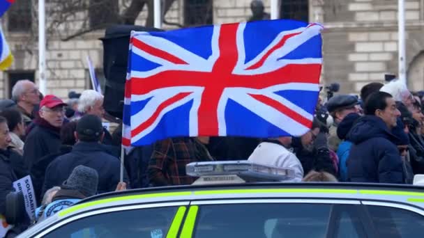 Raduno politico della bandiera del Regno Unito - LONDRA, INGHILTERRA - 10 DICEMBRE 2019 — Video Stock