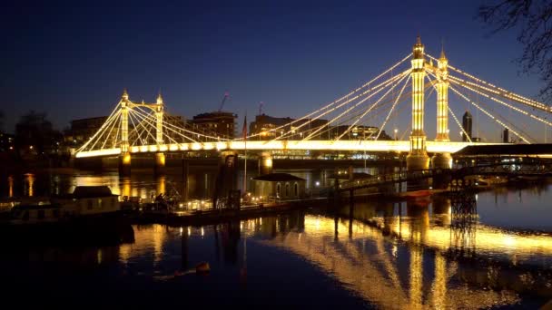 Underbar utsikt över Albert Bridge i London — Stockvideo