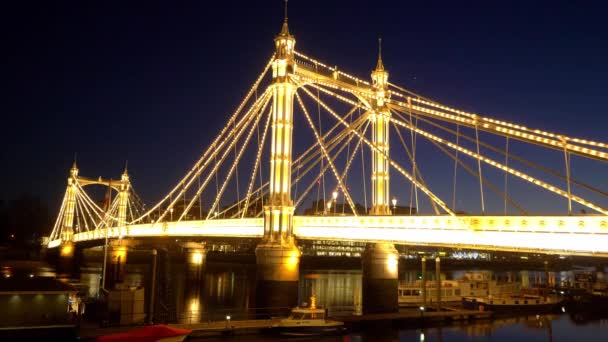 Nádherný Londýn ve večerních hodinách Albert Bridge — Stock video