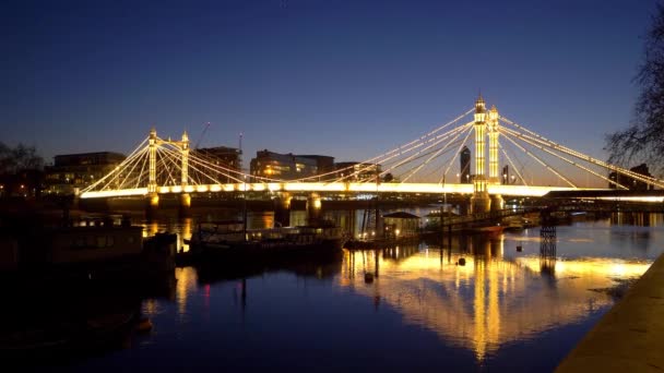 Wspaniały widok na Albert Bridge w Londynie — Wideo stockowe