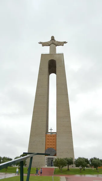Famosa Statua Cristo Lisbona Almada Chiamata Cristo Rei Lisbona Portogallo — Foto Stock