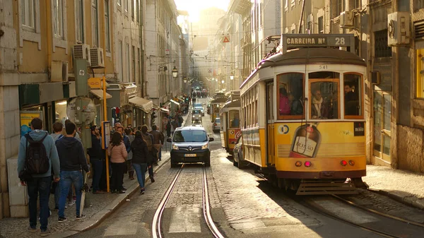 Słynne Stare Tramwaje Lizbonie Lizbona Portugalia Października 2019 — Zdjęcie stockowe