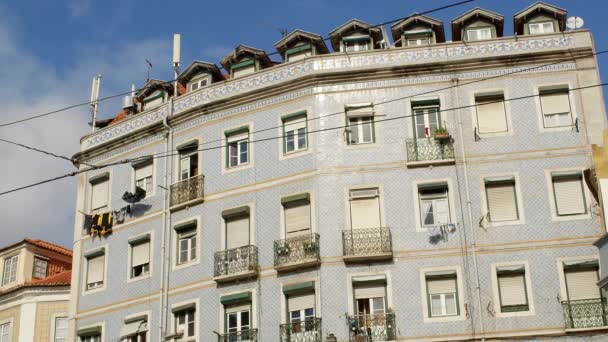 Vista Del Paisaje Urbano Lisboa Desde Arriba Imágenes Aéreas Aviones — Vídeos de Stock