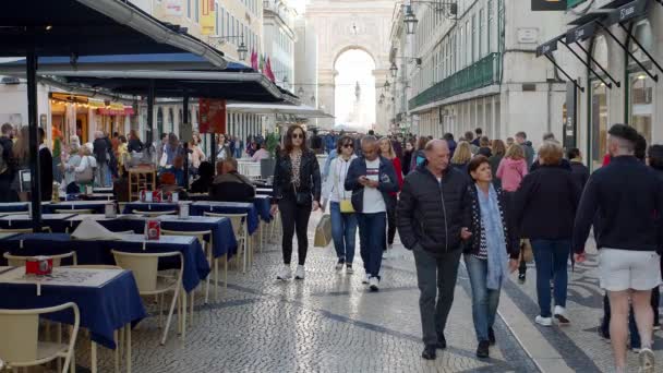 Lizbon Sokakları Üzerindeki Hava Görüntüsü Tejo Lisboa Hava Aracı Görüntüsü — Stok video