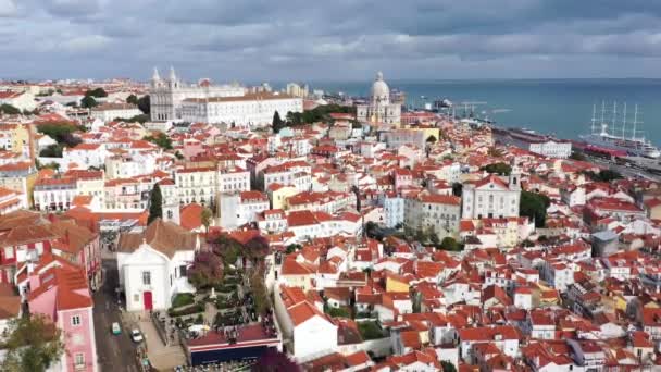 Vista Paisagem Urbana Lisboa Cima Imagens Aéreas Drones — Vídeo de Stock