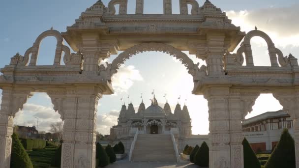 Wide Angle View Neasden Hindu Temple London London United Kingdom — Stock Video