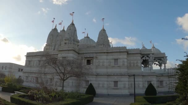 Vista Ângulo Largo Sobre Templo Hindu Neasden Londres Londres Reino — Vídeo de Stock
