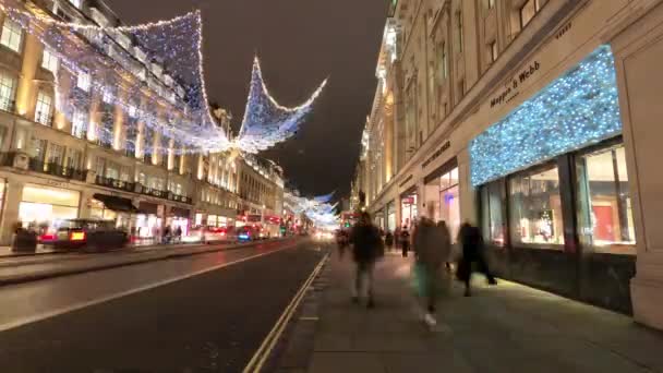 伦敦圣诞购物的令人惊奇的时差镜头 — 图库视频影像
