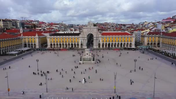 Augusta Gate and Commerce Square à Lisbonne d'en haut - Praca do Comercio Lisboa — Video