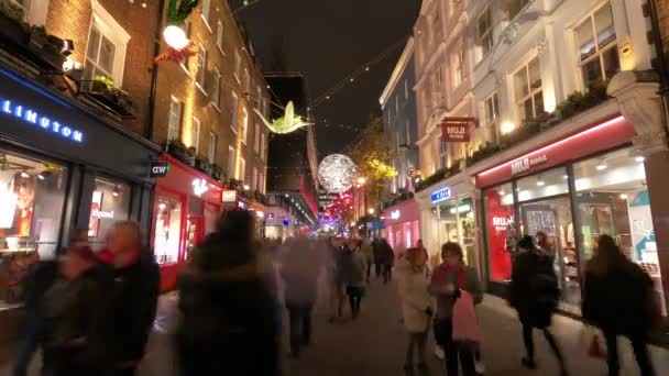 Compras de Natal em Londres - lapso de tempo de rua — Vídeo de Stock