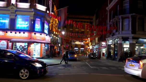 London Chinatown at night - Λονδίνο, Αγγλία - 11 Δεκεμβρίου 2019 — Αρχείο Βίντεο