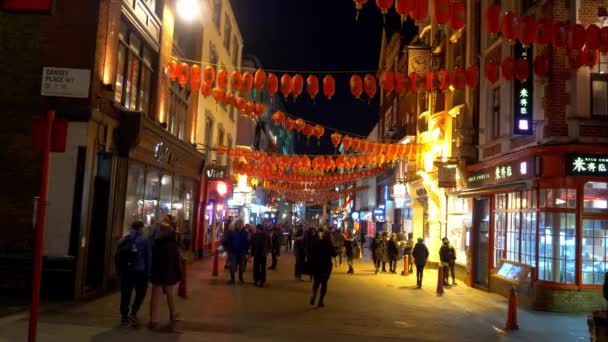 London Chinatown at night - London, England - 11 грудня 2019 — стокове відео