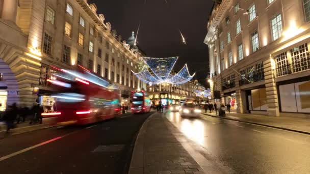 Csodálatos Regent Street London karácsonykor - Timelapse lövés — Stock videók