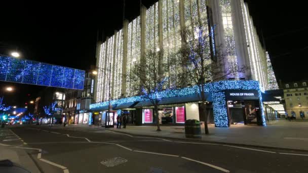 Jul på Oxford Street - tidsförskjutning - London, England - 10 december 2019 — Stockvideo