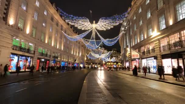 Wonderful Regent Street Londres na época do Natal - Timelapse shot — Vídeo de Stock