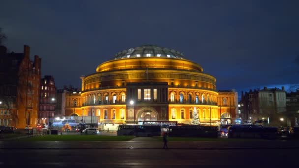 Royal Albert Hall London de noche - LONDRES, INGLATERRA - 11 DE DICIEMBRE DE 2019 — Vídeos de Stock