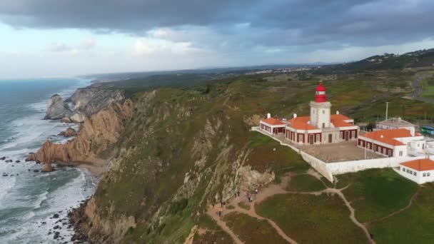 Portugal from above - Cabo da Roca with its famous lighthouse — 비디오