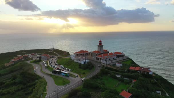 Portugal desde arriba Cabo da Roca con su famoso faro — Vídeo de stock