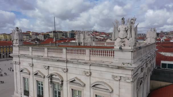 Amazing architecture at Commerce Square Lisbon - the famous Praca do Comercio from above — 비디오