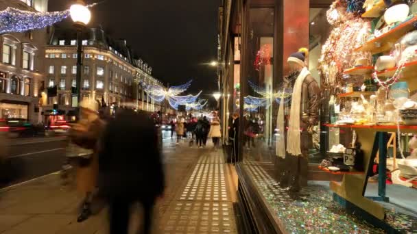Amazing Time lapse felvétel a karácsonyi bevásárlás Londonban — Stock videók