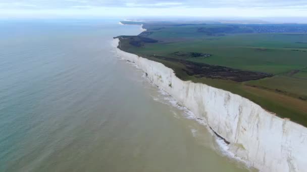 Flug Über Die Weißen Klippen Der Englischen Südküste Luftaufnahmen — Stockvideo