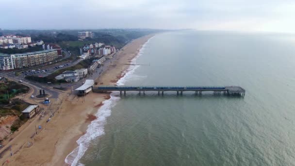 Boscombe Pier Bij Bournemouth Luchtfoto Luchtfoto — Stockvideo