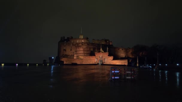 Эдинбургский Замок Красивый Ночной Вид Кадры Путешествий — стоковое видео