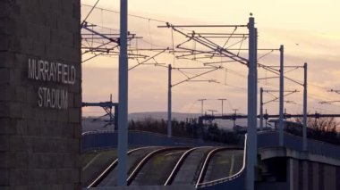 Murrayfield tram station in Edinburgh - EDINBURGH, UNITED KINGDOM - JANUARY 10, 2020