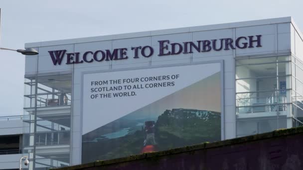Welcome Edinburgh Edinburgh Airport Edinburgh United Kingdom January 2020 — Stock Video