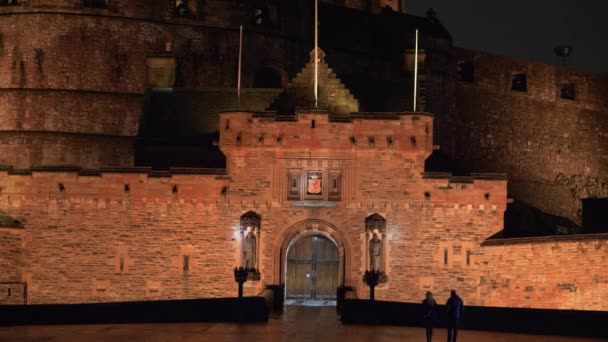 Castello Edimburgo Bella Vista Notturna Riprese Viaggio — Video Stock