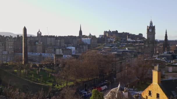 Panoramic View Edinburgh Calton Hill Travel Footage — ストック動画