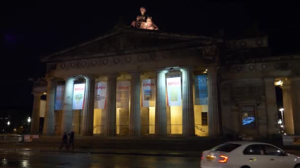 Die Royal Scottish Academy Edinburgh Bei Nacht Edinburgh Vereinigtes Königreich — Stockvideo