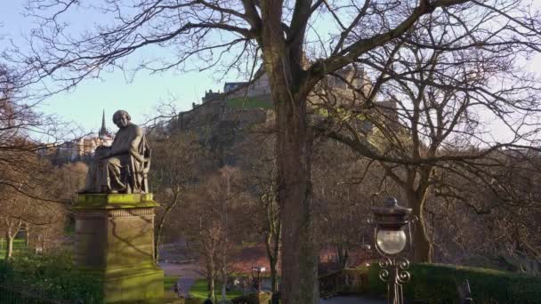 Edinburgh Skoçya Nın Şehir Manzaraları Princes Street Gardens Seyahat Fotoğrafçılığı — Stok video