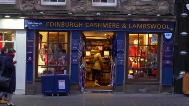 Edimburgo Cashmere Lambswool Loja Edimburgo Edinburgh Reino Unido Janeiro 2020 — Vídeo de Stock