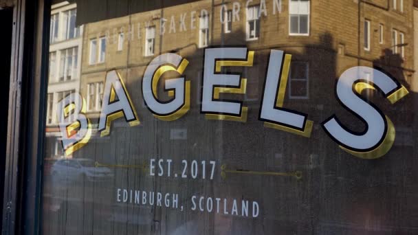 Κατάστημα Bagels Στο Εδιμβούργο Εδιμβούργο Ηνωμένο Βασίλειο Ιανουαρίου 2020 — Αρχείο Βίντεο