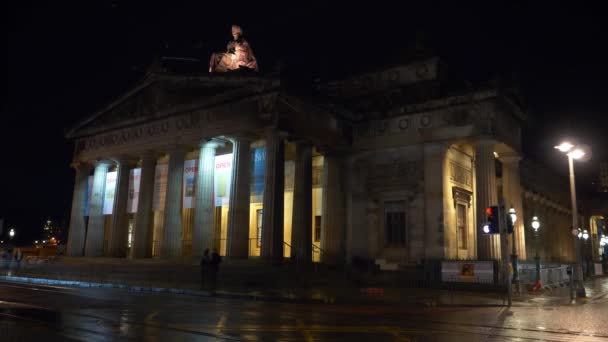 Koninklijke Schotse Academie Edinburgh Bij Nacht Edinburgh Verenigd Koninkrijk Januari — Stockvideo