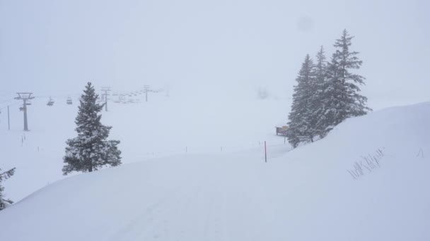 Χειμερινό Τοπίο Στην Ομίχλη Στις Ελβετικές Άλπεις Ταξιδιωτικό Υλικό — Αρχείο Βίντεο