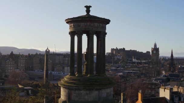 Panoramic View Edinburgh Calton Hill Travel Footage — Stok video